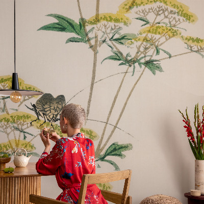 Peel and stick wall mural for bedroom with a floral nature motif