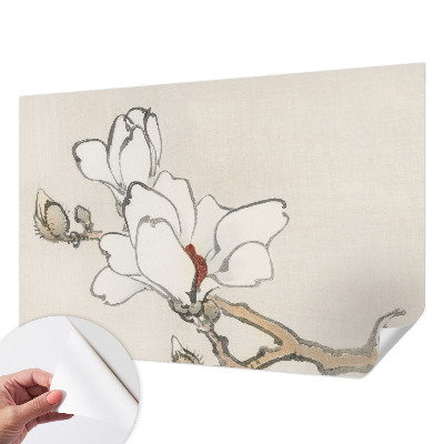 Peel and stick wall mural for kids' room with a delicate magnolia design