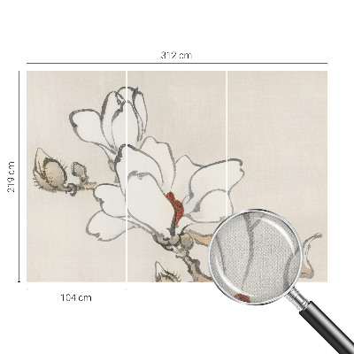 Peel and stick wall mural for kids' room with a delicate magnolia design