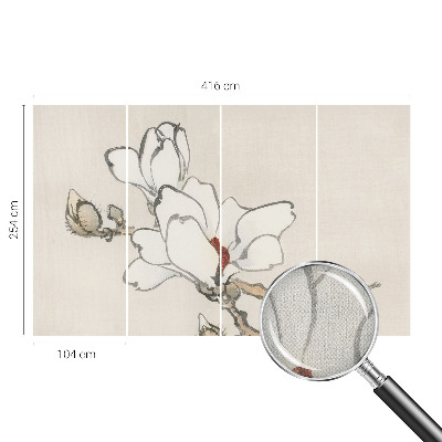 Peel and stick wall mural for kids' room with a delicate magnolia design