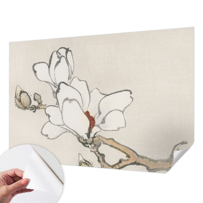 Peel and stick wall mural for kids' room with a delicate magnolia design