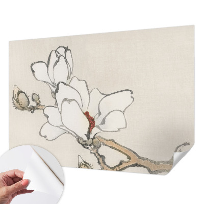 Peel and stick wall mural for kids' room with a delicate magnolia design