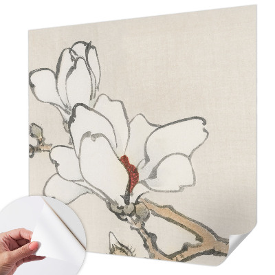Peel and stick wall mural for kids' room with a delicate magnolia design