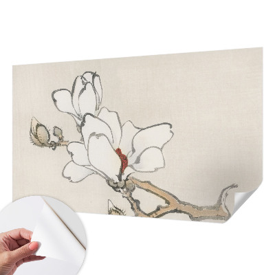 Peel and stick wall mural for kids' room with a delicate magnolia design