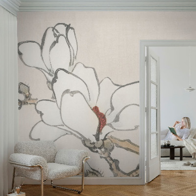 Peel and stick wall mural for kids' room with a delicate magnolia design