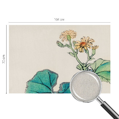 3D wall mural with a floral design featuring flowers and leaves