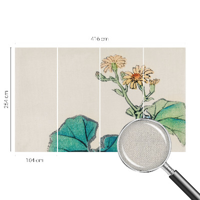 3D wall mural with a floral design featuring flowers and leaves