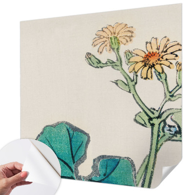 3D wall mural with a floral design featuring flowers and leaves