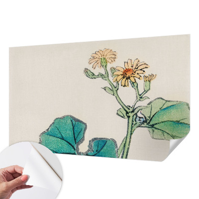 3D wall mural with a floral design featuring flowers and leaves