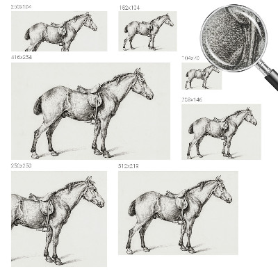 Nursery wall mural with a sketched horse illustration