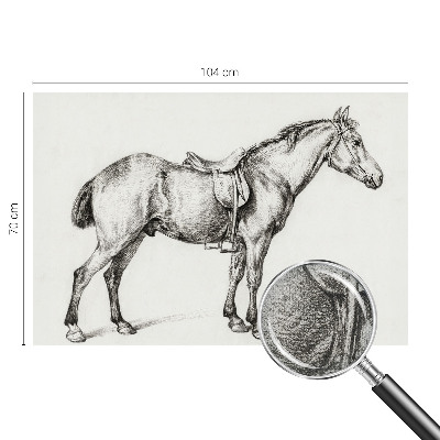 Nursery wall mural with a sketched horse illustration