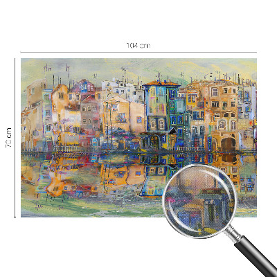 Peel and stick wall mural with a magical city design