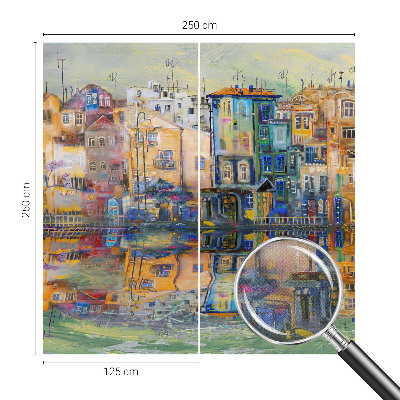 Peel and stick wall mural with a magical city design