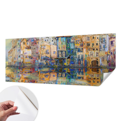 Peel and stick wall mural with a magical city design