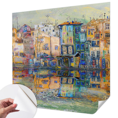 Peel and stick wall mural with a magical city design