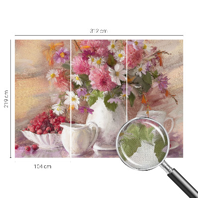 Peel and stick wallpaper mural with a wildflower pattern