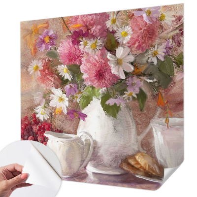 Peel and stick wallpaper mural with a wildflower pattern