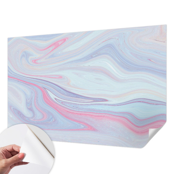 Stick-on wall mural with a pastel swirl design