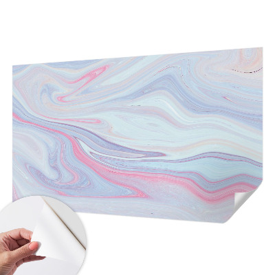Stick-on wall mural with a pastel swirl design