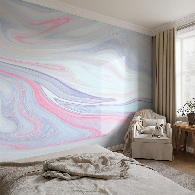 Stick-on wall mural with a pastel swirl design