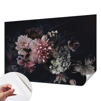 Removable wall mural wallpaper with a floral arrangement design