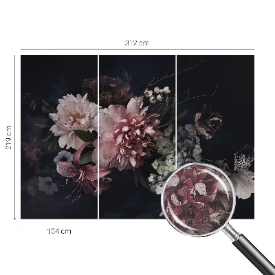 Removable wall mural wallpaper with a floral arrangement design