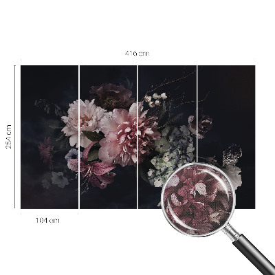 Removable wall mural wallpaper with a floral arrangement design