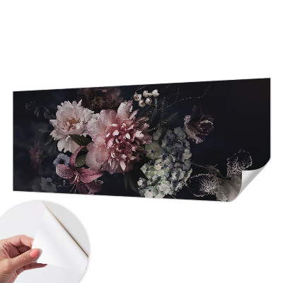 Removable wall mural wallpaper with a floral arrangement design