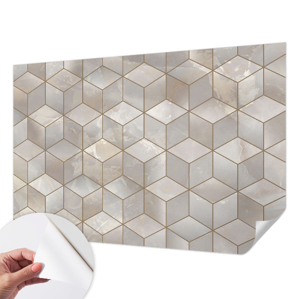 Children's wall mural with a geometric mosaic design