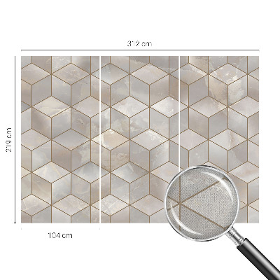 Children's wall mural with a geometric mosaic design