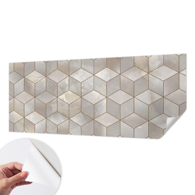 Children's wall mural with a geometric mosaic design