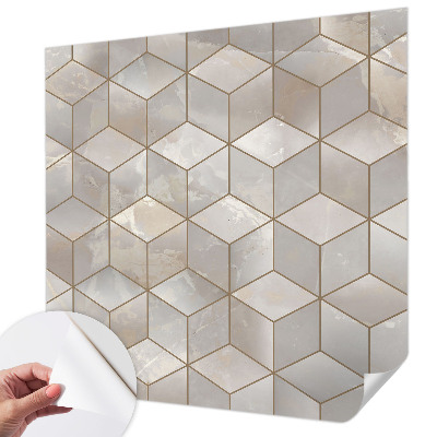 Children's wall mural with a geometric mosaic design