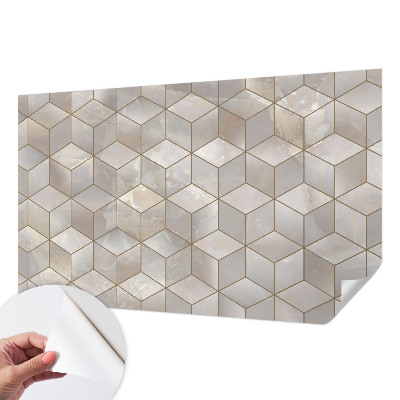 Children's wall mural with a geometric mosaic design