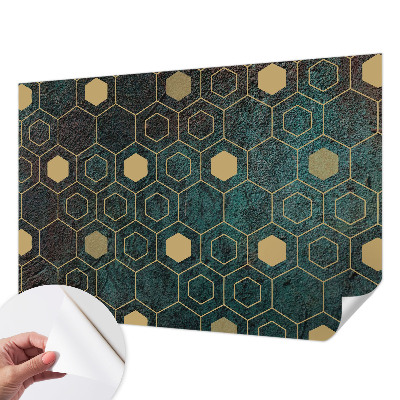 Peel and stick wall mural with a geometric hexagon pattern