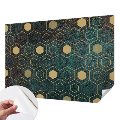 Peel and stick wall mural with a geometric hexagon pattern