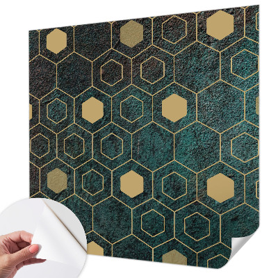 Peel and stick wall mural with a geometric hexagon pattern