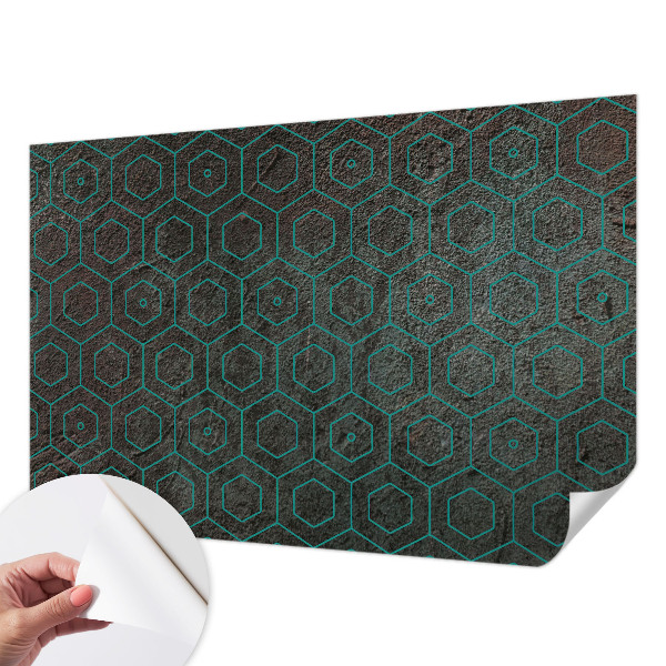 Self-adhesive wall mural with a geometric pattern