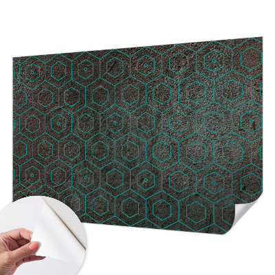 Self-adhesive wall mural with a geometric pattern