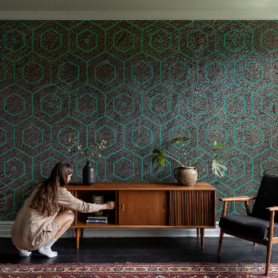 Self-adhesive wall mural with a geometric pattern