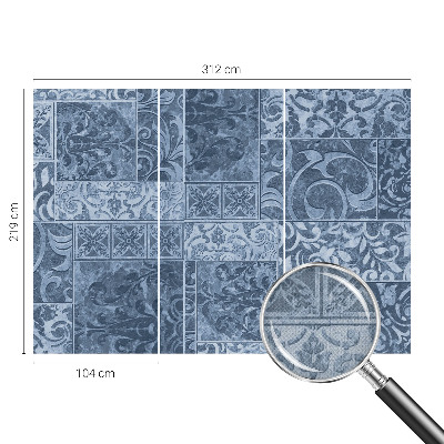 Peel and stick wallpaper mural with a plant ornament pattern