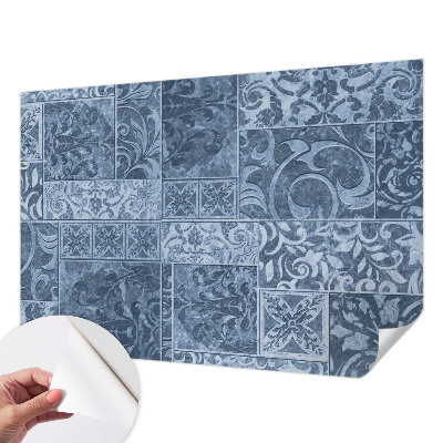 Peel and stick wallpaper mural with a plant ornament pattern