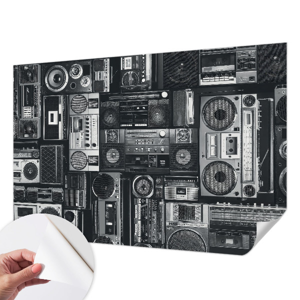 Self-adhesive photo wallpaper with a retro radio design
