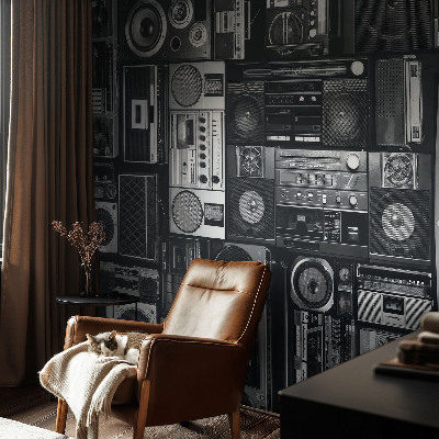 Self-adhesive photo wallpaper with a retro radio design