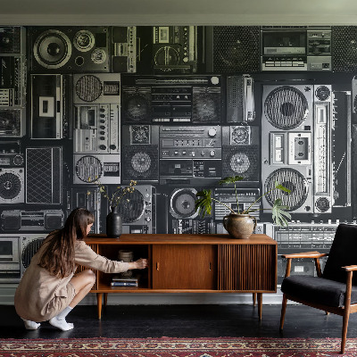 Self-adhesive photo wallpaper with a retro radio design