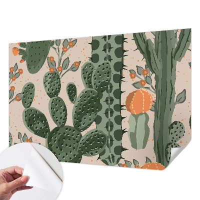 Removable wall mural wallpaper with a green cacti design