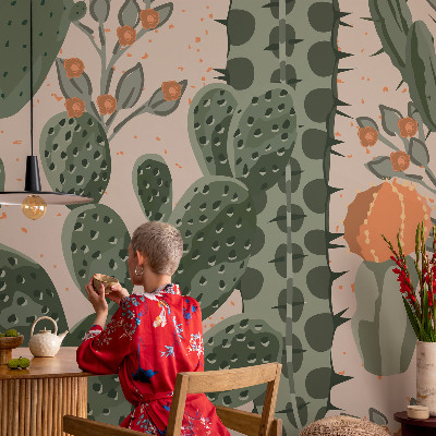 Removable wall mural wallpaper Green cacti
