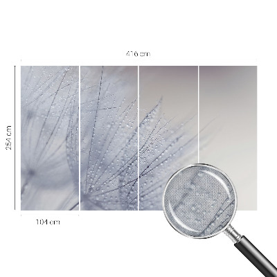 Peel and stick wall mural for living room with a dewy dandelion design