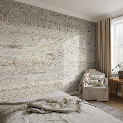 Nursery wall mural with a wooden rings design