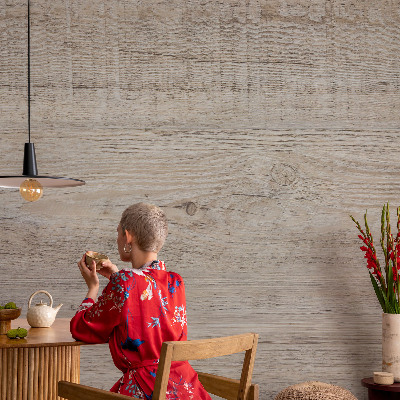 Nursery wall mural with a wooden rings design