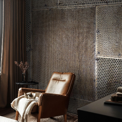 Self-adhesive wall mural with metallic pattern
